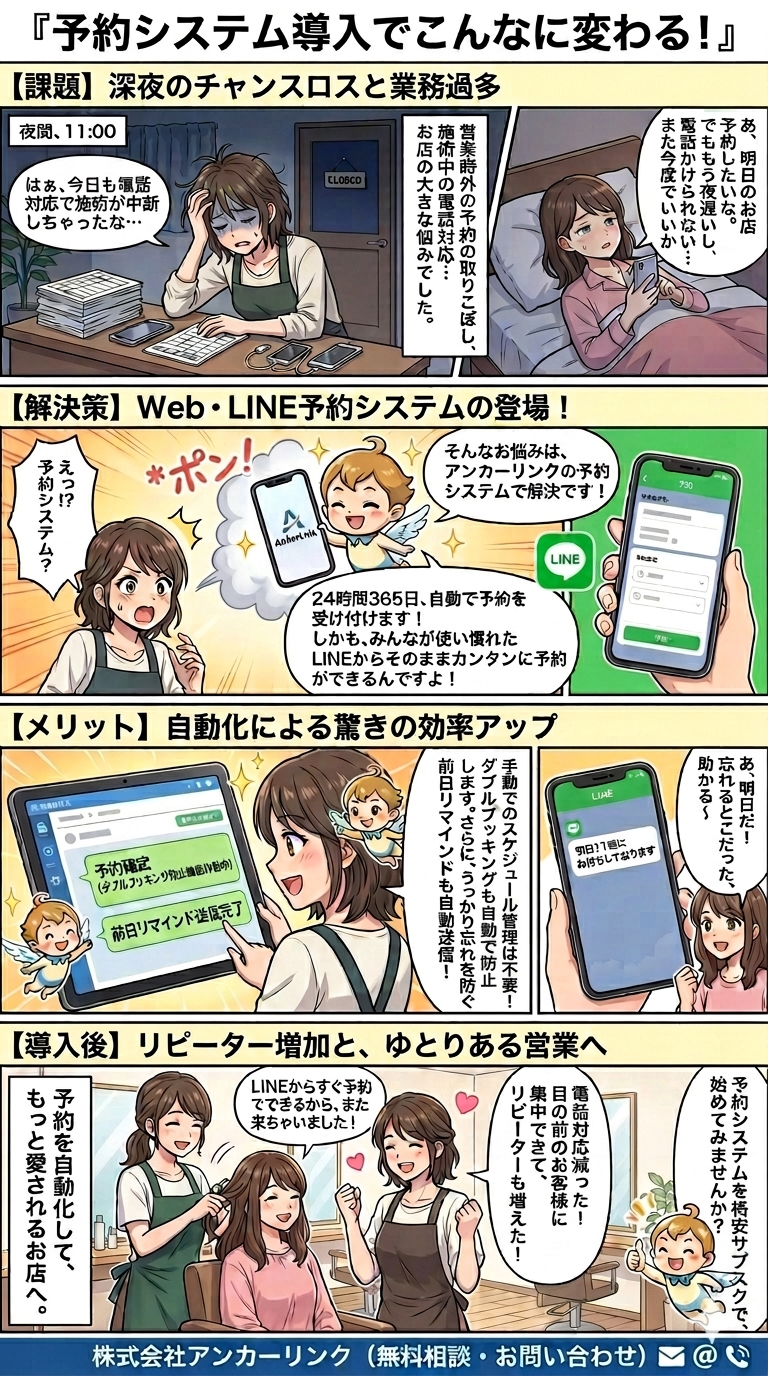 LINE予約でお店が変わる漫画（サロンバージョン）